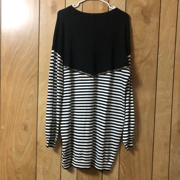 Suzy Stripe Sweater Dress in Black & White - Picture 7 of 8